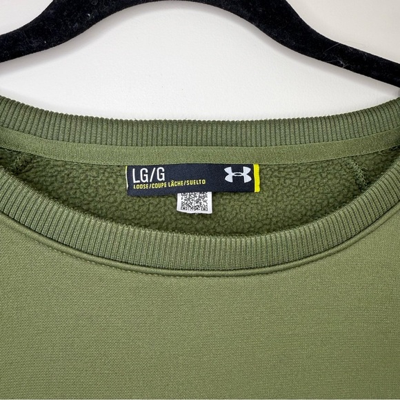 Under Armour Fleece Crewneck Sweatshirt | Army Green Large | UA Logo Pullover - Picture 3 of 5
